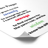 Knitters Prayer Serenity Joke Poster (Ecke)