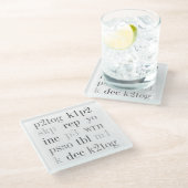KNITTIERENDE WORTE Glass Drink Untersetzer (Schrägansicht)