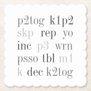 KNITTIERENDE WORTE Scalloped Square Paper Unterset Untersetzer