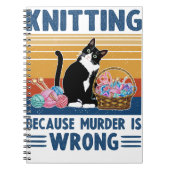 knitting because murder is wrong,black cat, funny notizblock (Vorderseite)