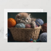 Knitting Cat Postcard Postkarte (Vorne/Hinten)