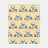 Knitting Crochet Cat Paws Pastel Pattern Cozy Fleecedecke (Vorderseite)