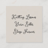 Knitting FIber Sheep Wool Square Business Cards Quadratische Visitenkarte (Rückseite)