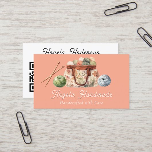 Knitting Handmade QR Code Visitenkarte (Vorderseite/Rückseite Beispiel)