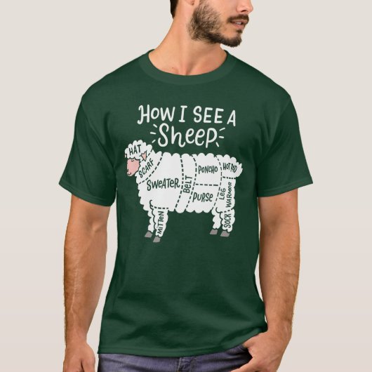 Knitting How I See A Sheep Yarn Wool Knitter Sewin T-Shirt (Vorderseite)