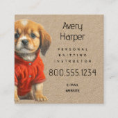 Knitting Instructor Puppy in Sweater Business Card Quadratische Visitenkarte (Vorderseite)