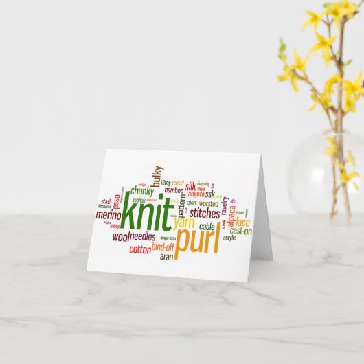 Knitting Lexicon - Worte für Stricker! Strick an! Karte (Gelbe Blume)