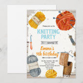 Knitting party invitation einladung (Vorne/Hinten)