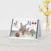 Knitting Rabbit Christmas Card Karte (Gelbe Blume)