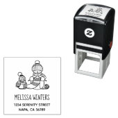 Knitting Snowman in Knitted Hat and Scarf Address Permastempel (Beispiel)