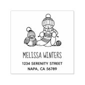 Knitting Snowman in Knitted Hat and Scarf Address Permastempel (Design)