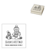Knitting Snowman Seasons Greetings Gummistempel (Stempel)