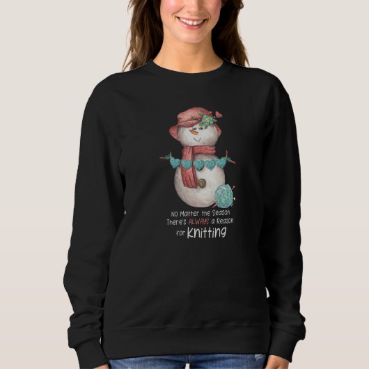 Knitting Snowman Winter Season Cute Hobby   Sweatshirt (Vorderseite)