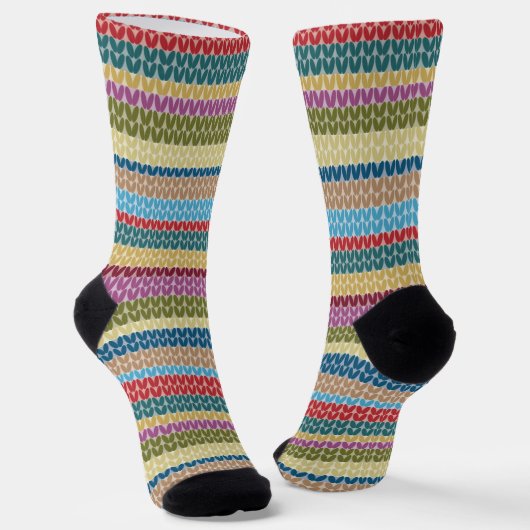 Knitting Stitch Style Striped Socken (Gewinkelt)