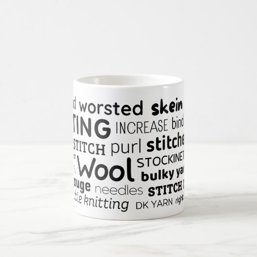 Knitting-Tasse - Knitter's Word Collage Kaffeetasse (Mittel)