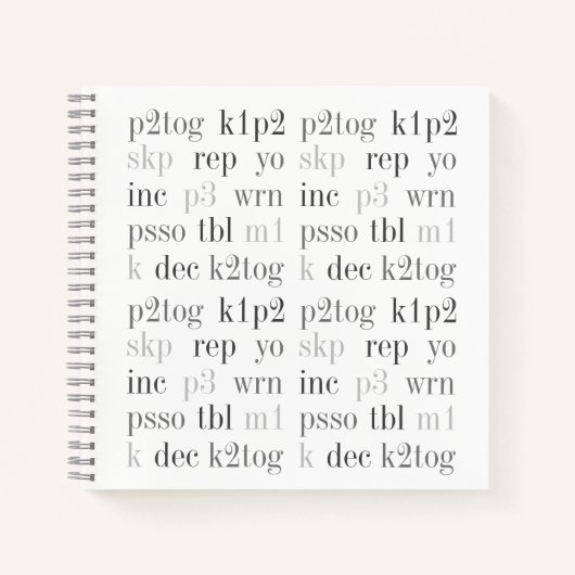 KNITTING WORDS 8.5" Square Spiralnotebook Notizblock (Vorderseite)