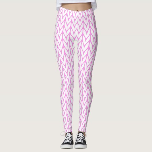 Knitting Yarn Pattern Pink Decor Leggings (Vorderseite)