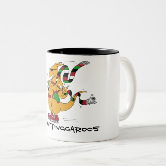 Knittinggaroos Rollerblading Zweifarbige Tasse (VorderseiteRechts)