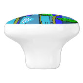 Knob Zuhause Blume Art Blue Mosaik rosa Keramikknauf (Seitenansicht)