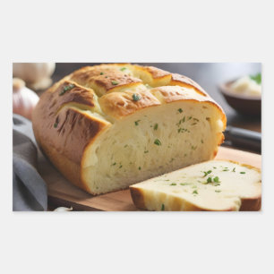Knoblauch auf Metzgerblock Rechteckiger Aufkleber
