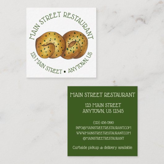 Knoblauch Brot Roll Italienischer Koch Koch Quadratische Visitenkarte (Vorne/Hinten)