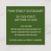 Knoblauch Brot Roll Italienischer Koch Koch Quadratische Visitenkarte (Rückseite)