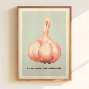 Knoblauch-Druck Gemüse-Druck Retro-Küchen-Druck  Poster