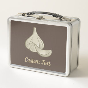 Knoblauch-Holzschnitt-Icon-Metal-Lunch Box Metall Brotdose