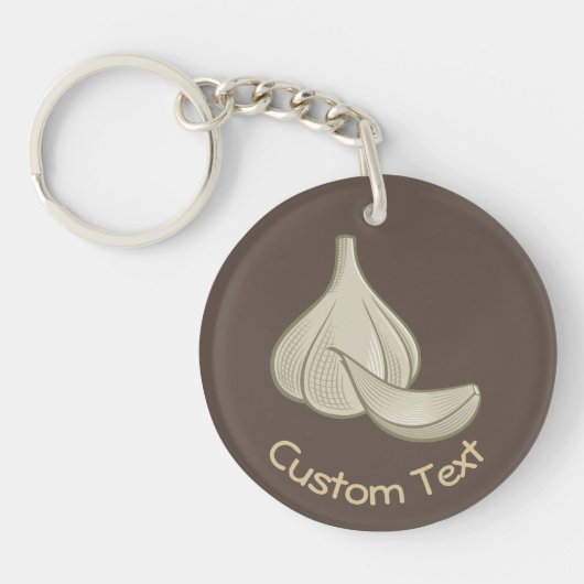 Knoblauch-Holzschnitt-Symbol-Schlüsselanhänger Schlüsselanhänger (Vorderseite)