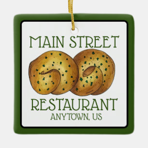 Knoblauch Knoblauch Brot Roll Italienisches Restau Keramikornament