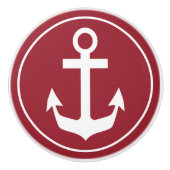 Knoblauch mit roter nautischer Themed Keramik Keramikknauf (Vorderseite)