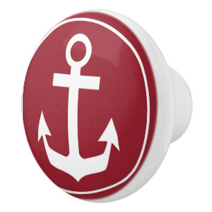Knoblauch mit roter nautischer Themed Keramik Keramikknauf