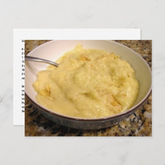 Knoblauch-und Käse-Korn-Rezept Postkarte (Vorne/Hinten)