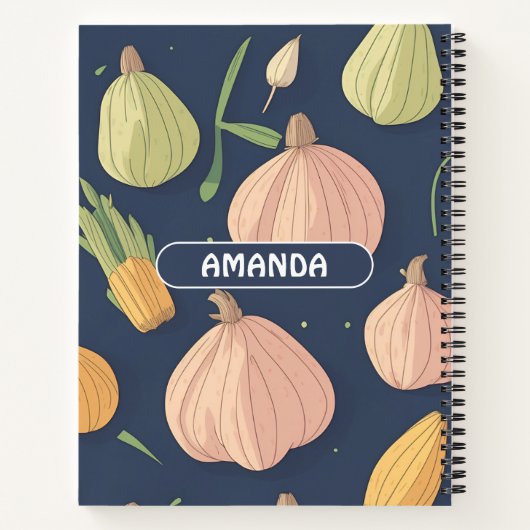 Knoblauch Wasserfarbe Personalisiertes Muster Notizblock (Rückseite)