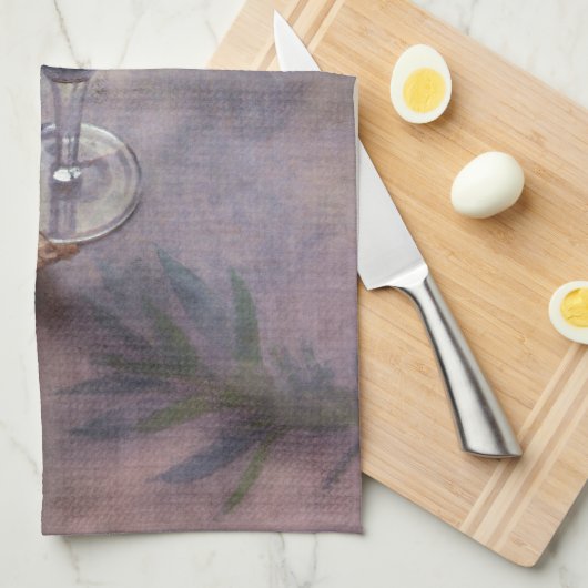 Knoblauch, Wein und Kräuter Mojo Geschirrtuch (Viertel Falte)