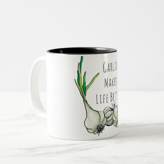 Knoblauchkaffee-Tasse Zweifarbige Tasse (Vorderseite Links)