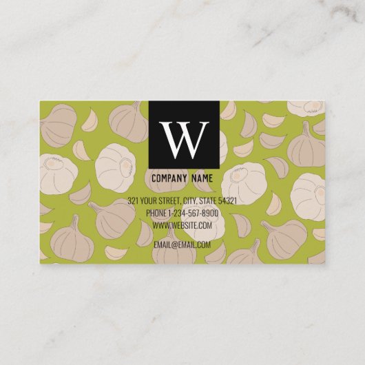 Knoblauchmuster - Knoblauchzehe und Brotbraun Koch Visitenkarte (Rückseite)