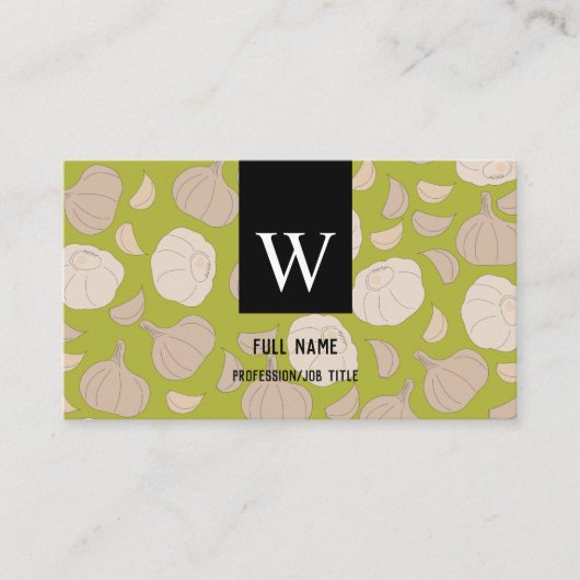 Knoblauchmuster - Knoblauchzehe und Brotbraun Koch Visitenkarte (Vorderseite)