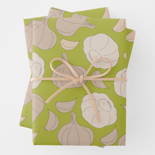 Knoblauchmuster - Knoblauchzehe und Bulle Geschenkpapier Set (Beispiel)