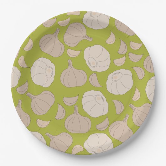 Knoblauchmuster - Knoblauchzehe und Bulle Pappteller (Vorderseite)