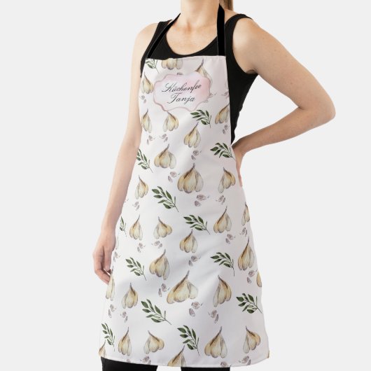 Knoblauchmuster, rötlich pinkfarbener Name der Was Schürze (InSitu)