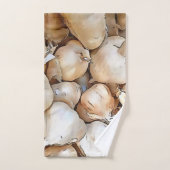 Knoblauchzwiebeln Kunstschwarze Kontur Kunst Badhandtuch Set (Handtuch)