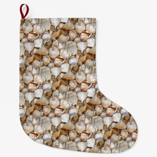 Knoblauchzwiebeln Kunstschwarze Kontur Kunst Großer Weihnachtsstrumpf (Vorderseite)