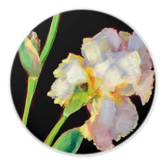 Knobs - White Iris Keramikknauf (Vorderseite)