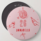 knöchelrote Geburtstagsgetränke aus der Hand Button (Vorne & Hinten)