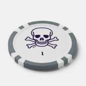 Knochen 1 grauer gestreifter Poker-Chip Pokerchips (Einzeln)