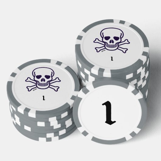 Knochen 1 grauer gestreifter Poker-Chip Pokerchips (Stapel)