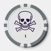 Knochen 1 grauer gestreifter Poker-Chip Pokerchips (Vorderseite)