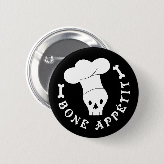 Knochen Appetit Skelett-Koch Button (Vorne & Hinten)