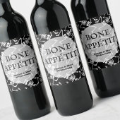 Knochen Appetit Skelette Schwarz Weinetikett